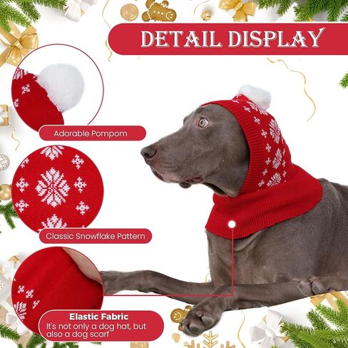 Dog Christmas Beanie Hat with Pompom, Pet Christmas Hat for Small/Medium/Large Dogs/Cats, Dog Winter Hat, Christmas Dog Hat, Pet Holiday Hats, Pet Santa Hat, Hats for Pets, Dog Apparel in Cold Weather in Saudi Arabia