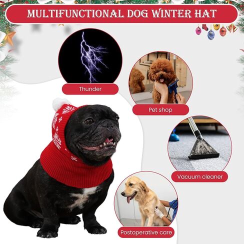 Dog Christmas Beanie Hat with Pompom, Pet Christmas Hat for Small/Medium/Large Dogs/Cats, Dog Winter Hat, Christmas Dog Hat, Pet Holiday Hats, Pet Santa Hat, Hats for Pets, Dog Apparel in Cold Weather in Saudi Arabia
