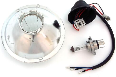 4into1 5.75" 5 3/4 inch Halogen H4 Round Clear Headlight Glass 60/55 Low/High Beam Retro Stock Motorcycle Vintage Cafe Racer Bobber Chopper in Saudi Arabia