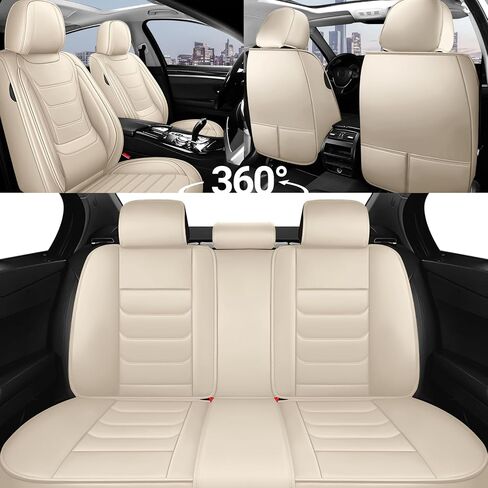 أغطية مقاعد السيارة DHAEY لسيارة Mercedes-Benz GLA 250 2017-2025، أغطية مقاعد عائلية، جلد نابا، مقاومة للاهتراء، مضادة للانزلاق، مقاومة للماء، مجموعة كاملة من 5 قطع، بيج in Kuwait