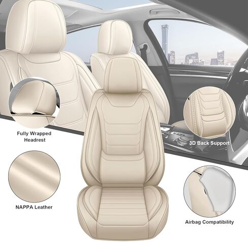 أغطية مقاعد السيارة DHAEY لسيارة Mercedes-Benz GLA 250 2017-2025، أغطية مقاعد عائلية، جلد نابا، مقاومة للاهتراء، مضادة للانزلاق، مقاومة للماء، مجموعة كاملة من 5 قطع، بيج in Kuwait