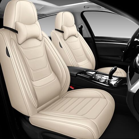 أغطية مقاعد السيارة DHAEY لسيارة Mercedes-Benz GLA 250 2017-2025، أغطية مقاعد عائلية، جلد نابا، مقاومة للاهتراء، مضادة للانزلاق، مقاومة للماء، مجموعة كاملة من 5 قطع، بيج in Kuwait