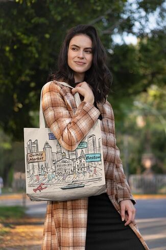Cities Around the World Artwork Tote Bag Series- Designed in the USA, 17"x14", Double Sided Print, Souvenir & Gift in Kuwait