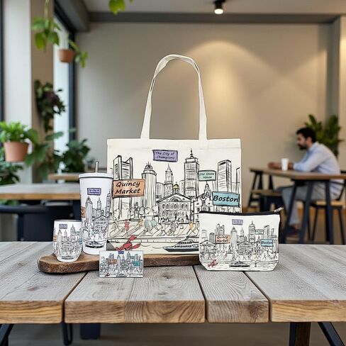 Cities Around the World Artwork Tote Bag Series- Designed in the USA, 17"x14", Double Sided Print, Souvenir & Gift in Kuwait