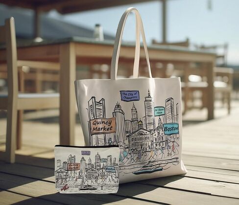 Cities Around the World Artwork Tote Bag Series- Designed in the USA, 17"x14", Double Sided Print, Souvenir & Gift in Kuwait
