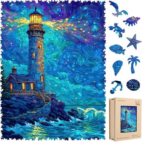 Leodozzio Wooden Puzzles for Adults, Lighthouse Jigsaw Puzzles 200 Pieces, 5MM Thick Unique Shaped Ocean Wooden Puzzle, Birthday Gift, Christmas Family Game, 8.8x11.7 Inch in Saudi Arabia
