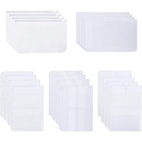 A5 PVC Binder Pockets Set, 12 Pcs A5 Size Zipper Pouch & Binder Pockets for 6 Ring Binder, Waterproof PVC Pouch, Document & Cash Organization for Home, Office(12PCS, Clear) in Kuwait