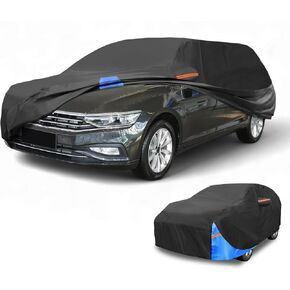 Waterproof All-Weather Universal Car Cover with Right Side Zipper, 210D-PU Black Blue Fits for Wagon 190" to 198" Length in Saudi Arabia
