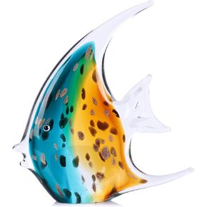 XMGZQ Blue Glass Fish Figurines,Hand Blown Glass Tropical Fish Figurines Ornament,Glass Figurines Home Decor,Glass Sea Life Figurines,Sea Animals Collection for Birthday Gift,Glass Sculpture in Kuwait