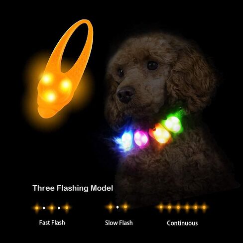 LaRoo Dog LED Safety Blinker Light for Night Walking,3 Modes Cute Filbert Night Light Silicon Waterproof Flashing Light Up Pendant Clip on Dog Collar Charms in Kuwait