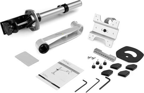 StarTech.com Desk Mount Quad Monitor Arm – Premium Articulating VESA 4 Monitor Mount 2x2 up to 30" – Ergonomic Height Adjustable Pole Mount - Tilt/Swivel/Rotate - C-Clamp/Grommet - Silver (ARMQUADPS) in Kuwait