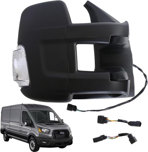 Marretoo Passenger Right Side Door Mirror replacement for 2015-2025 Ford Transit 150 250 350 350 HD Cargo Van 6 pins Power Glass,Heated,Signal Light Short Arm Textured Black FO1321552 in Saudi Arabia