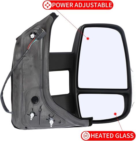 Marretoo Passenger Right Side Door Mirror replacement for 2015-2025 Ford Transit 150 250 350 350 HD Cargo Van 6 pins Power Glass,Heated,Signal Light Short Arm Textured Black FO1321552 in Saudi Arabia