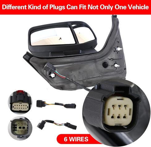 Marretoo Passenger Right Side Door Mirror replacement for 2015-2025 Ford Transit 150 250 350 350 HD Cargo Van 6 pins Power Glass,Heated,Signal Light Short Arm Textured Black FO1321552 in Saudi Arabia