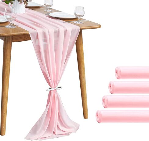 2 Pack 10Ft Baby Blue Chiffon Table Runner Sheer 29x120 Inch for Romantic Wedding Decor Bridal & Baby Shower Birthday Rustic Party Decoration in Kuwait