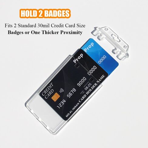 3 Pack Permanent Locking Hard Plastic ID Badge Holder-Vertical Clear Heavy Duty Protector Secure Case Holder for Passes Access Office Student IDs Proximity RFID One or Two I'd Cards by DiDiSTAR in Saudi Arabia