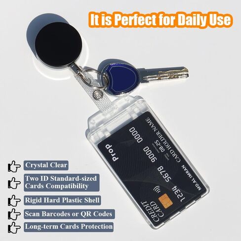 3 Pack Permanent Locking Hard Plastic ID Badge Holder-Vertical Clear Heavy Duty Protector Secure Case Holder for Passes Access Office Student IDs Proximity RFID One or Two I'd Cards by DiDiSTAR in Saudi Arabia