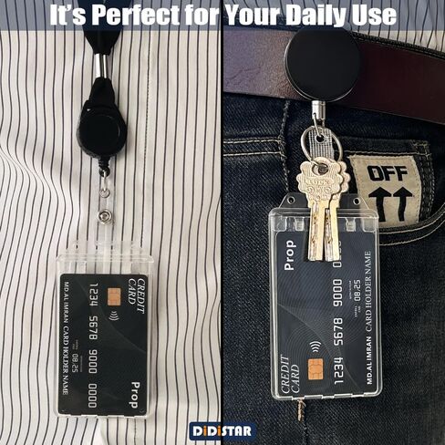 3 Pack Permanent Locking Hard Plastic ID Badge Holder-Vertical Clear Heavy Duty Protector Secure Case Holder for Passes Access Office Student IDs Proximity RFID One or Two I'd Cards by DiDiSTAR in Saudi Arabia
