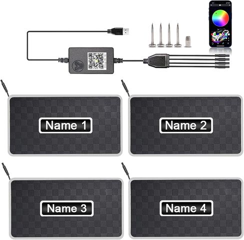Customizable Car Floor Mats Lights, Customized Passenger Princesses Name/Personalized Text, Waterproof RGB Car Interior Lights App Control Universal Fit Car Interior Foot Mat Decoration Light in Saudi Arabia