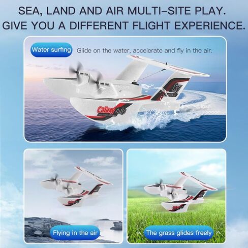 طائرة GoolRC RC، طائرة تحكم عن بعد 3CH للمياه والأرض والهواء، طائرة تريفيبيان RC البرمائية، طائرة شراعية RC بتردد 2.4 جيجاهرتز، طائرة عائمة تعمل بالتحكم عن بعد مع جيروسكوب 6 محاور وبطاريتين للبالغين in Saudi Arabia