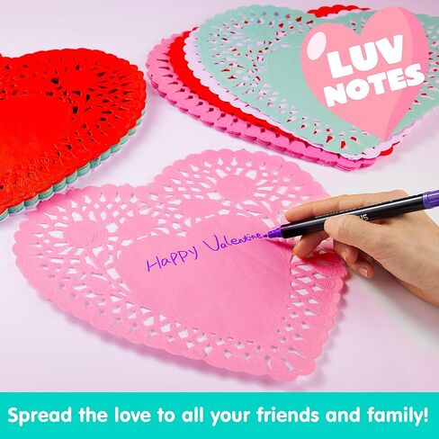 JOYIN 102 PCS 10" Valentines Day Heart Doilies, Tableware Decoration, Home Activitie, Kitchen Disposable Table Crafts, Red White Pink Heart Doilies in Saudi Arabia