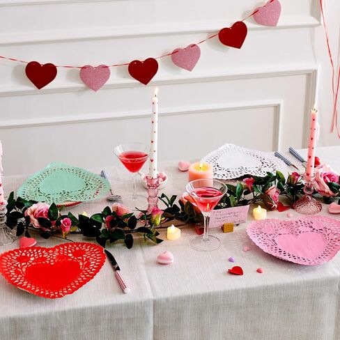 JOYIN 102 PCS 10" Valentines Day Heart Doilies, Tableware Decoration, Home Activitie, Kitchen Disposable Table Crafts, Red White Pink Heart Doilies in Saudi Arabia