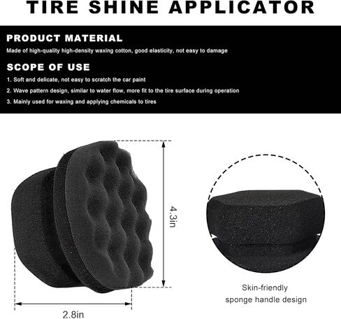 2PCS Large Tire Shine Applicator, Reusable Car Detailing Foam Hex Grip Dressing Pad, Durable Polishing Sponge Tool for Applying Tire Shine,Universal Cleaning Supplies for Wheel Care (Black) in Saudi Arabia