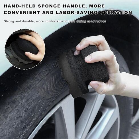 2PCS Large Tire Shine Applicator, Reusable Car Detailing Foam Hex Grip Dressing Pad, Durable Polishing Sponge Tool for Applying Tire Shine,Universal Cleaning Supplies for Wheel Care (Black) in Saudi Arabia