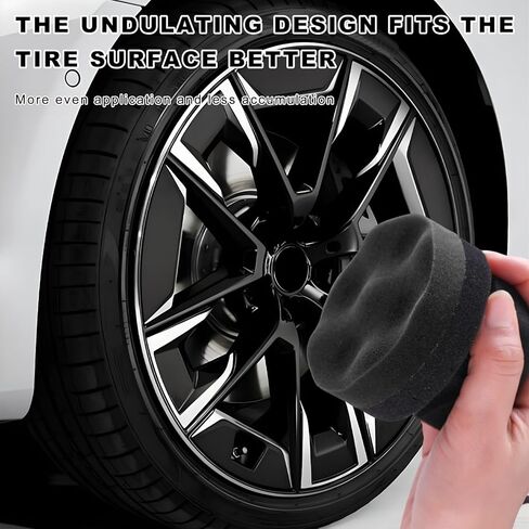 2PCS Large Tire Shine Applicator, Reusable Car Detailing Foam Hex Grip Dressing Pad, Durable Polishing Sponge Tool for Applying Tire Shine,Universal Cleaning Supplies for Wheel Care (Black) in Saudi Arabia