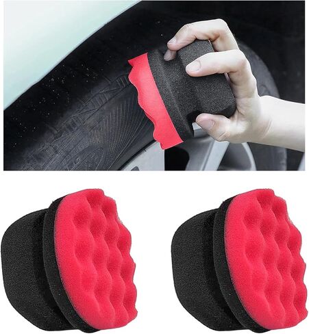 2PCS Large Tire Shine Applicator, Reusable Car Detailing Foam Hex Grip Dressing Pad, Durable Polishing Sponge Tool for Applying Tire Shine,Universal Cleaning Supplies for Wheel Care (Black) in Saudi Arabia