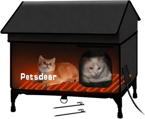 Heated Cat House for Outside Cats Large Outdoor Cat House Weatherproof for Winter Extremely Waterproof Insulated Outside Feral Cat House Multiple Cats (Black) in Kuwait