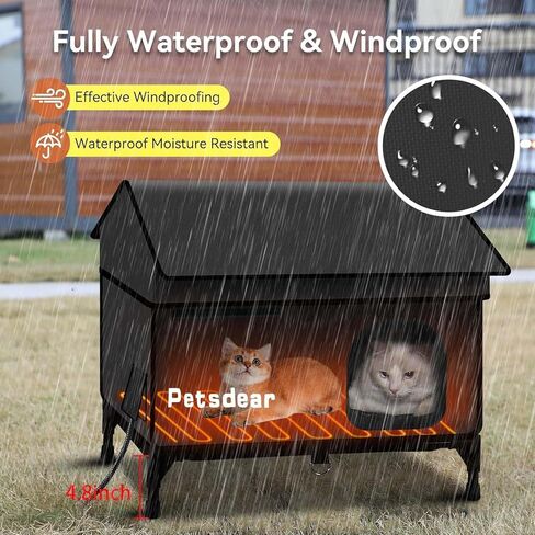 Heated Cat House for Outside Cats Large Outdoor Cat House Weatherproof for Winter Extremely Waterproof Insulated Outside Feral Cat House Multiple Cats (Black) in Kuwait