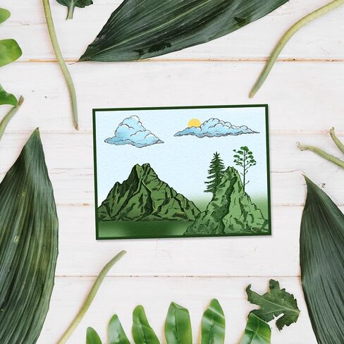Mountain Cloud Clear Stamps for Card Making Individual Mountain Trees Rubber Stamps Trees Cloud Transparent Silicone Seals for Gift Card DIY Scrapbooking Embossing Cards Album Craft Supplies in Saudi Arabia