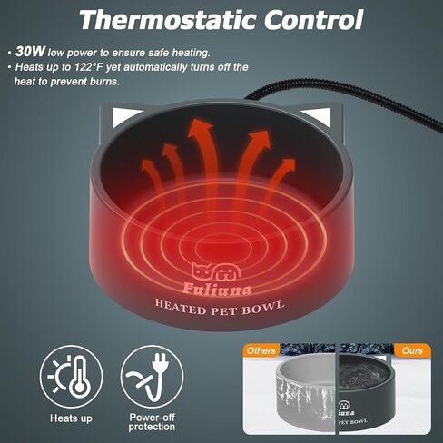 Heated Water Bowl for Dog & Cat, Outdoor Heated Pet Bowl with Anti Chew Cord, Large Heated Dog Bowl Provides Drinkable Water in Winter for Dogs Cats Chickens Birds,0.98 Gallon/125 OZ,35 Watts in Saudi Arabia