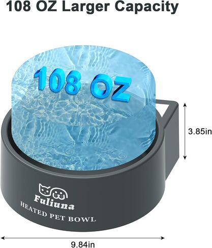 Heated Water Bowl for Dog & Cat, Outdoor Heated Pet Bowl with Anti Chew Cord, Large Heated Dog Bowl Provides Drinkable Water in Winter for Dogs Cats Chickens Birds,0.98 Gallon/125 OZ,35 Watts in Saudi Arabia