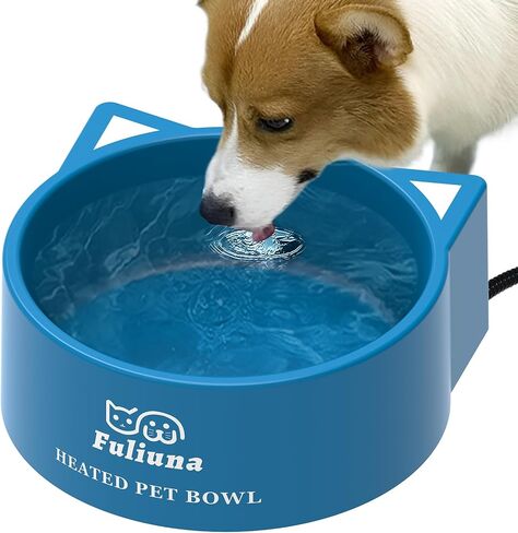 Heated Water Bowl for Dog & Cat, Outdoor Heated Pet Bowl with Anti Chew Cord, Large Heated Dog Bowl Provides Drinkable Water in Winter for Dogs Cats Chickens Birds,0.98 Gallon/125 OZ,35 Watts in Saudi Arabia