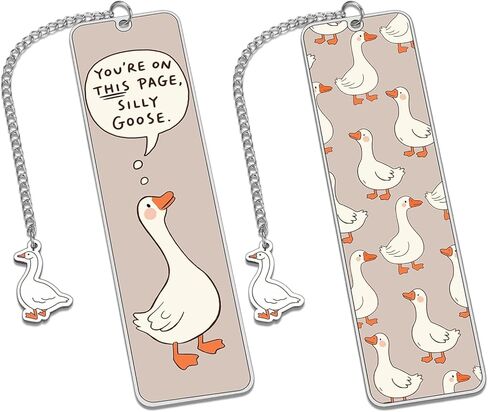 إشارة مرجعية لطيفة باللون البني الفاتح للنساء هدية أوزة سخيفة إشارة مرجعية معدنية للطلاب والمعلمين والقراء علامات مرجعية مضحكة لصفحات الهدايا قرطاسية الدراسة واللوازم المكتبية (بني فاتح) in Kuwait