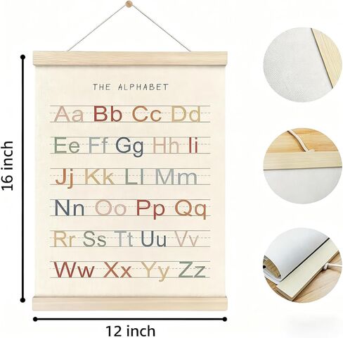 ZBATST 2Pcs Cute Alphabet Numbers Poster Set, Wall Art Decor for Toddlers, Alphabet Numbers Poster Hanger, Nursery, Playroom & Classroom Decor (12x16inch) in Saudi Arabia