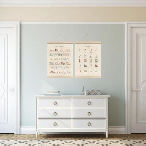 ZBATST 2Pcs Cute Alphabet Numbers Poster Set, Wall Art Decor for Toddlers, Alphabet Numbers Poster Hanger, Nursery, Playroom & Classroom Decor (12x16inch) in Saudi Arabia
