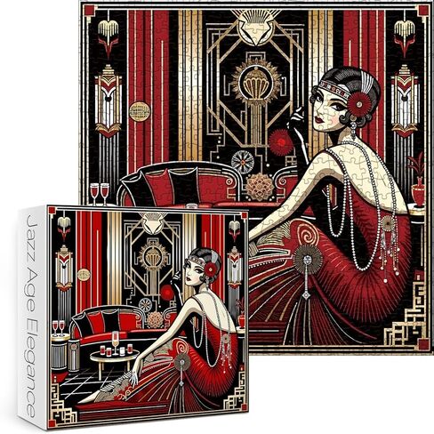 Vintage Wine Elegant Lady Puzzles for Adults 1000 Pieces. Beautiful Woman Crystal Aesthetic Jigsaw Puzzles. Challenging Colorful Diamond, Retro,Art Puzzles in Saudi Arabia