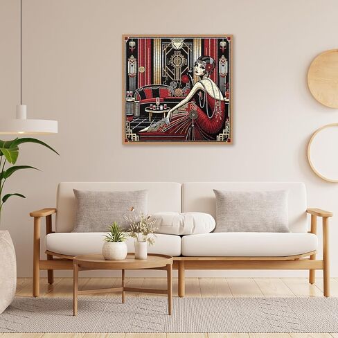 Vintage Wine Elegant Lady Puzzles for Adults 1000 Pieces. Beautiful Woman Crystal Aesthetic Jigsaw Puzzles. Challenging Colorful Diamond, Retro,Art Puzzles in Saudi Arabia