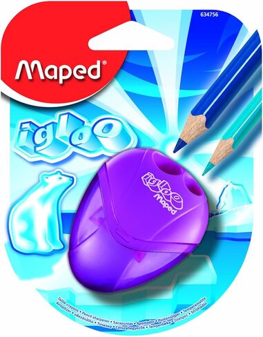 Maped I-Gloo Left-Handed Pencil Sharpener - 1 Hole - For School & Art - Ergonomic Design - Durable & Portable - Assorted Colors in Kuwait