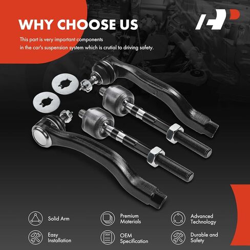 A-Premium Set of 4, Front Inner & Outer Tie Rod End Kit, Compatible with Honda Civic 1992-1995, Civic del Sol 1993-1997, Acura Integra 1994-1997 in Saudi Arabia