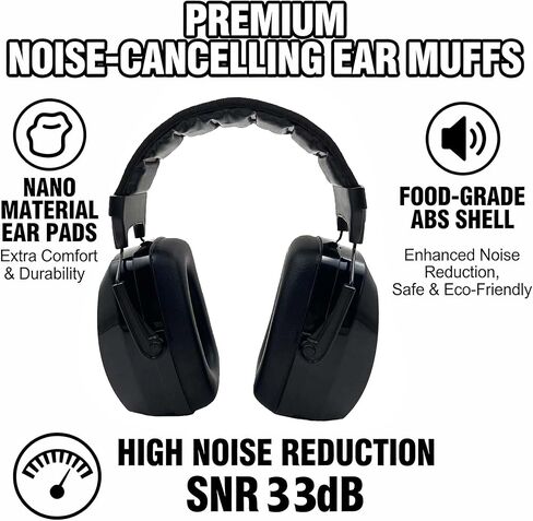 Shooting Ear Protection - SNR 33db Noise Reduction Earmuffs, Lightweight Design for Shooting Range, Black in Saudi Arabia