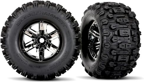 إطارات 7871X ذات مطرقة ثقيلة مربوطة بعجلات X-Maxx من الكروم الأسود (زوج) in Saudi Arabia