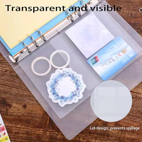 مجموعة جيوب مجلد A5 PVC، 12 قطعة حقيبة بسحاب مقاس A5 وجيوب مجلدة لـ 6 حلقات مجلدة، حقيبة PVC مقاومة للماء، منظمة المستندات والنقود للمنزل والمكتب (12 قطعة، شفاف) in Kuwait