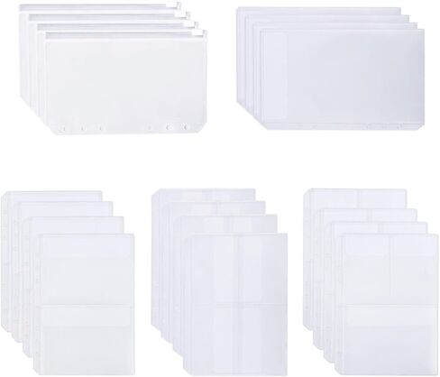 مجموعة جيوب مجلد A5 PVC، 12 قطعة حقيبة بسحاب مقاس A5 وجيوب مجلدة لـ 6 حلقات مجلدة، حقيبة PVC مقاومة للماء، منظمة المستندات والنقود للمنزل والمكتب (12 قطعة، شفاف) in Kuwait