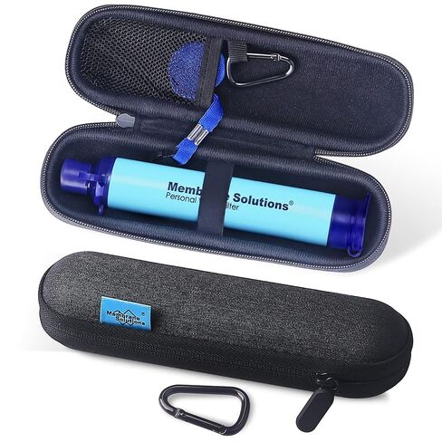Membrane Solutions 4Pack Water Filter Straw with A Storage Case, Portable Personal Water Filtration Straw Protective Carrying Bag, Outdoor Water Purifier for Travel Survival Emergency Preparedness in Kuwait