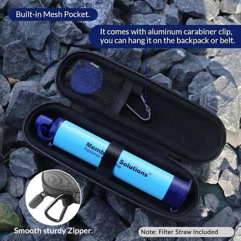 Membrane Solutions 4Pack Water Filter Straw with A Storage Case, Portable Personal Water Filtration Straw Protective Carrying Bag, Outdoor Water Purifier for Travel Survival Emergency Preparedness in Kuwait