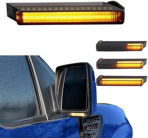 Upgrade Sequential Amber LED Side Mirror Turn Signal Lights Compatible with 2004-2014 Ford F150 Raptor Expedition Lincoln Mark LT, Smoked Lens Indicator Lamps Accessories,2PCS in Kuwait